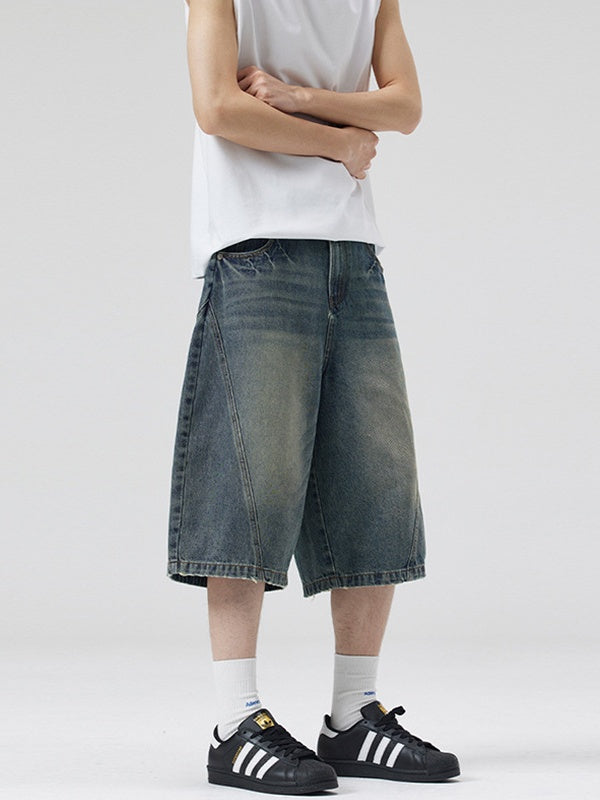 Retro Lightning Machete 7 Points Denim Shorts