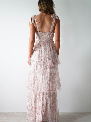 Liber Summer Women's Bandage Floral Maxi Dresses