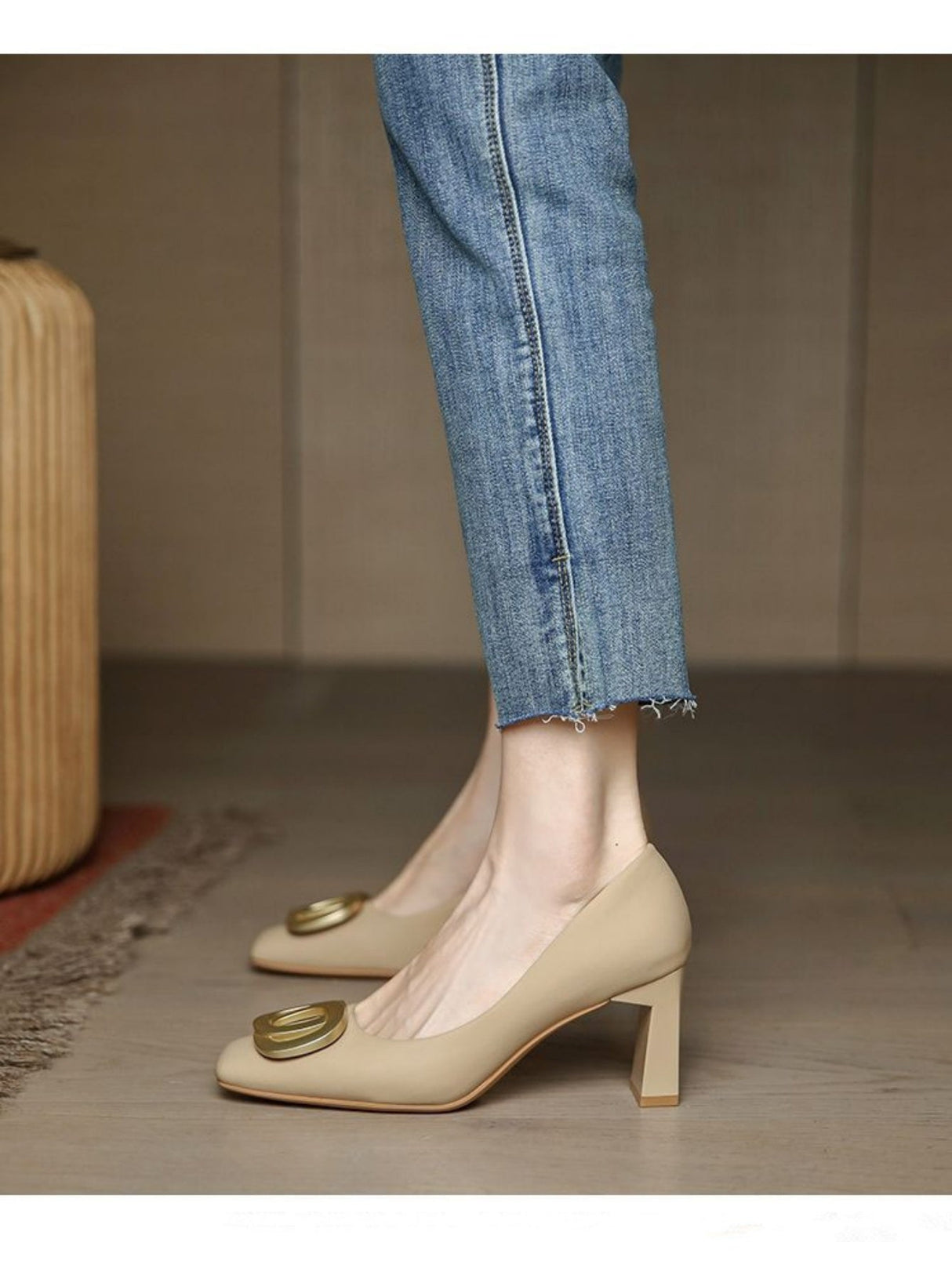 Liber Spring and Autumn Metal Buckle Women's High Heels