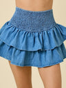 Denim Ruffle Splicing Slab Skirts