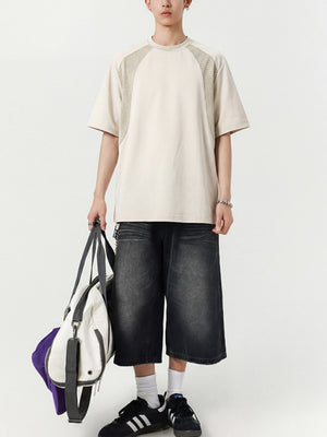 Color-blocked Patchwork Breathable Loose-fit Quick-drying T-shirts