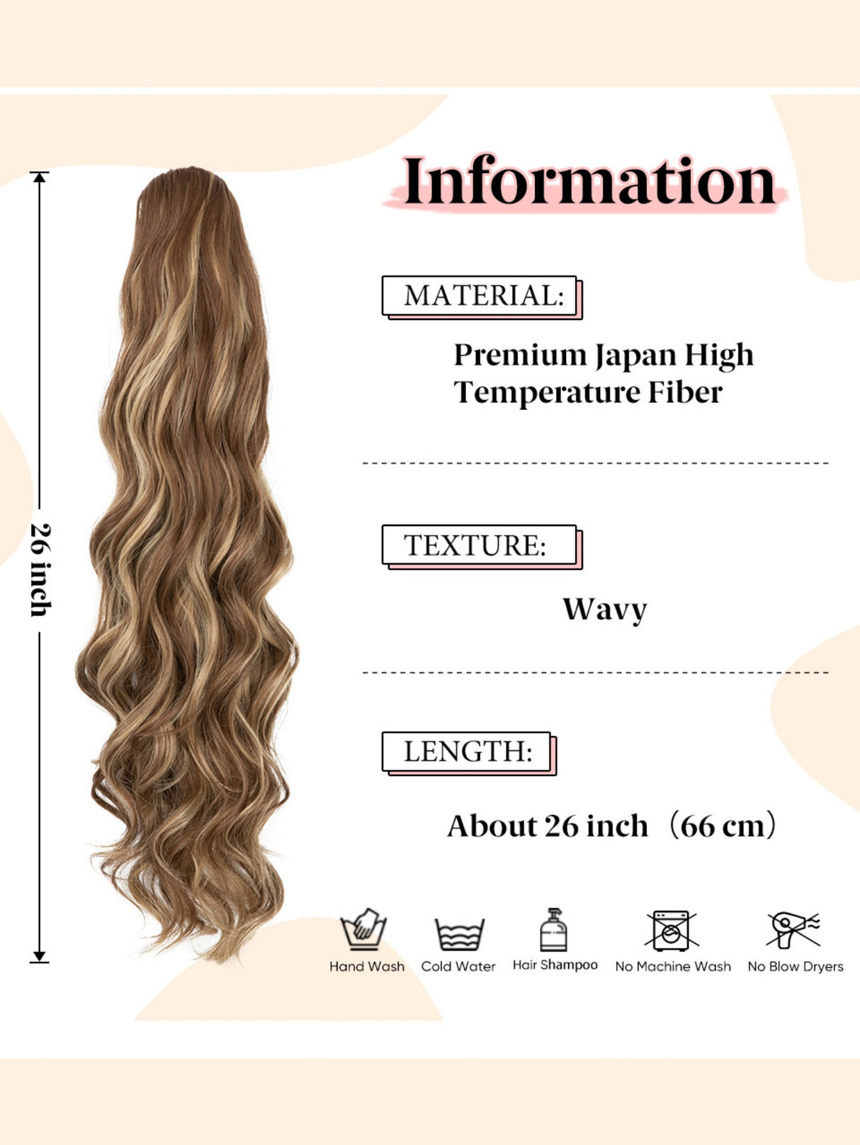 Water Ripple Drawstring Style High-temperature Synthetic Fiber Long Curly Hair