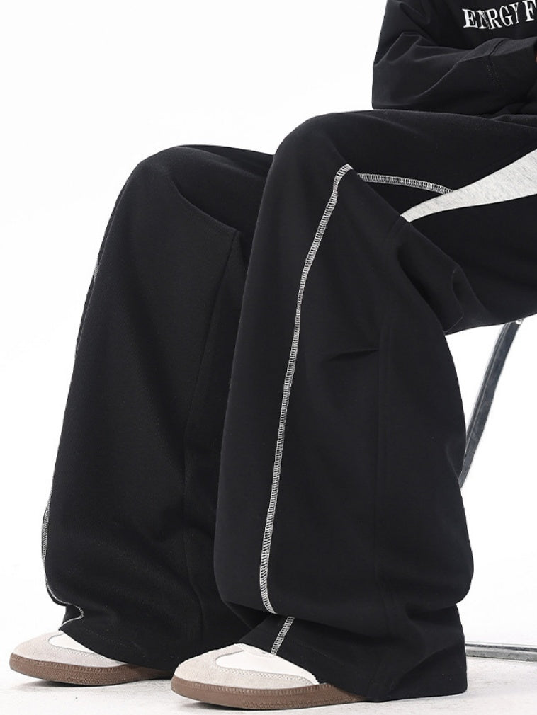 Color-blocked Geometry Scimitar Wide-leg Sweatpants