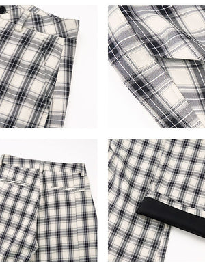 Old Money Style Plaid Machete Baggy Dress Pants Pants