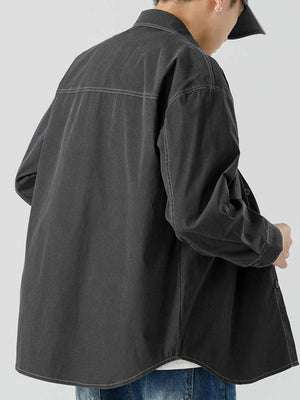 Washed Distressed Work Clothes Shirts Coat