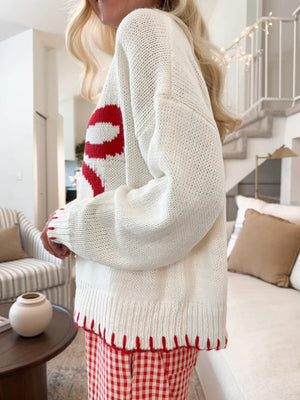 Christmas White Headgear Bow Sweaters