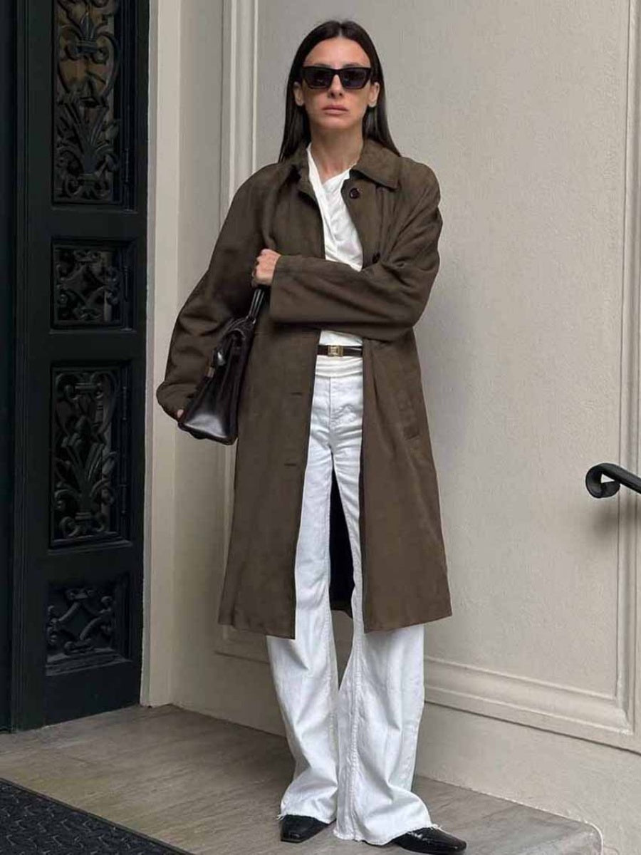 Long pocket trench coat