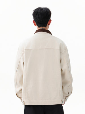 Contrasting Colors Lapel Cotton Washing Jackets