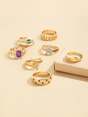 Star-studded Exaggerated Open Ring Set