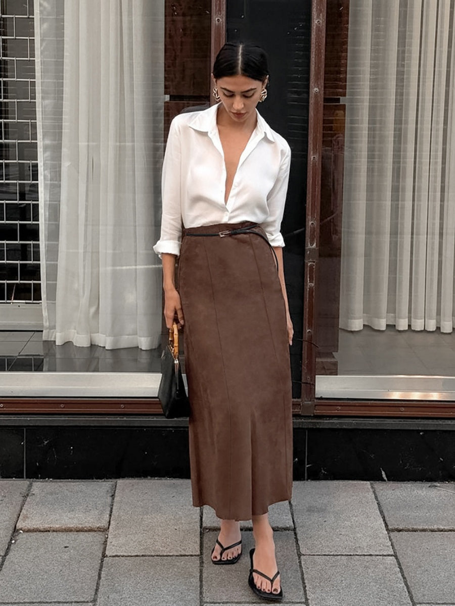 Straight zipper maxi skirt