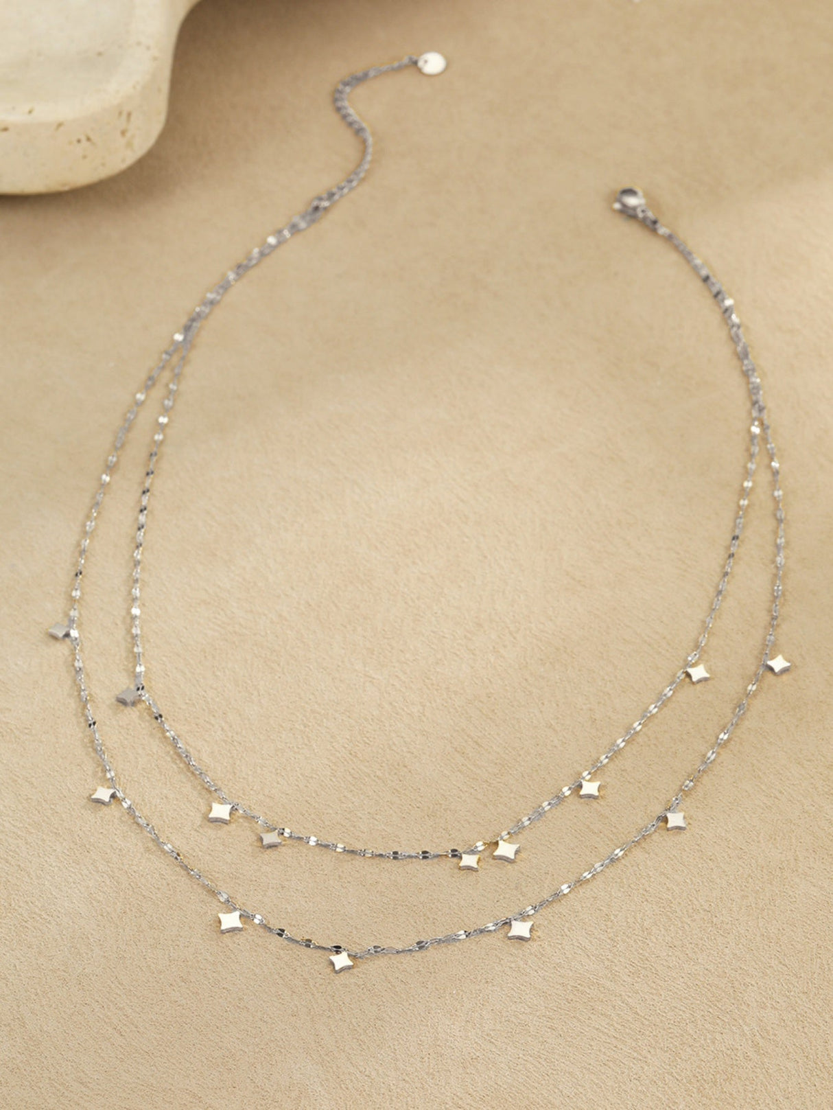 Double Geometric Pendant Chain Necklace