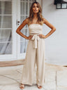 Strapless Backless Waist Cinching With Straps Waist Cutout Jumpsuits