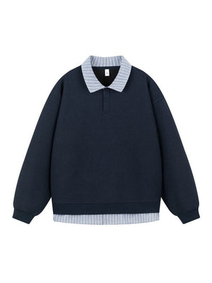 Retro Plaid Loose Fake Two Pieces Polo