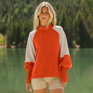Women's Autumn/winter Color-blocked Turtleneck Long-sleeved Sweatshirt