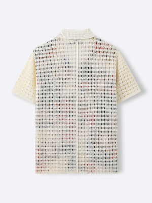 Manual Crochet Hollow Ethnic Style Jacquard POLO Shirt