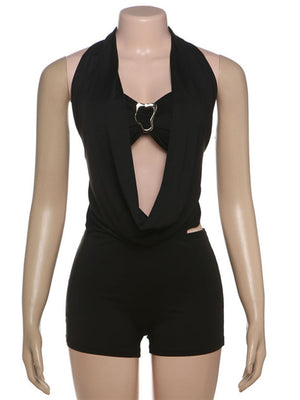 Strapless Halter Neck Deep V-neck Backless Tie Jumpsuits