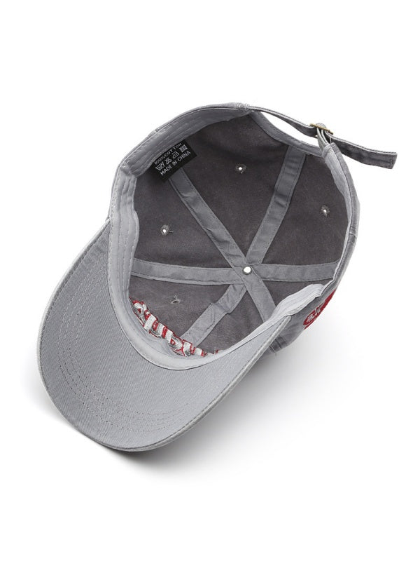 Washed Distressed Letter Embroidery Baseball Caps