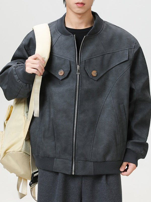 Retro Snake And Python Pattern Stereo Short Leather Jacket Jackets