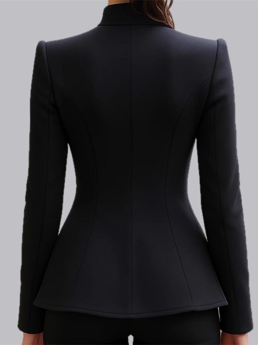 Mandarin Collar Metal Buckle Slim Fit Temperament Commuting Formal Blazers