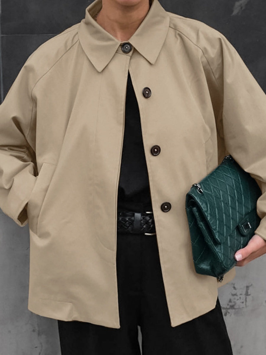 Liber Autumn Women's Trench Coats Solid Color Jackets