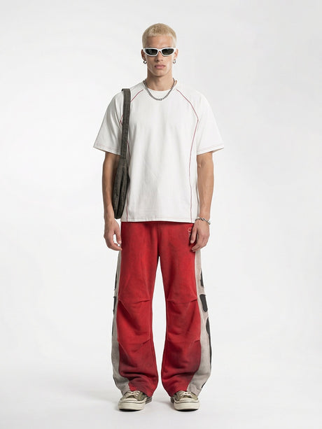 Color-blocked Sports Stretch T-shirts