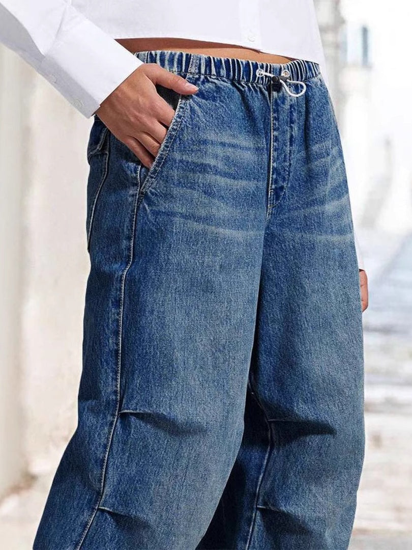 Liber Winter Women's Old, Wash water, Pleats Jeans