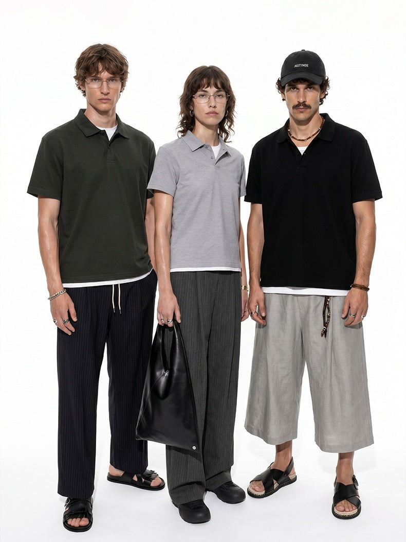 Layered-look Patchwork Business Polo Shirt
