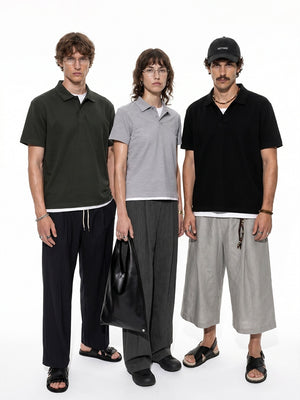Layered-look Patchwork Business Polo Shirt