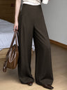 Wide-leg Suit Pants, Women's Commuter Style, Pocket Trousers
