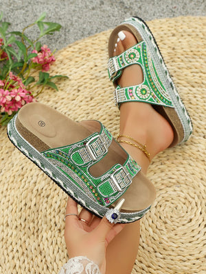 Colorful Rhinestone Platform Sandals