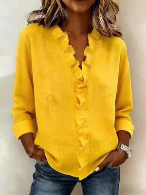 Wood Ear Solid Color Chiffon Blouse
