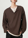 Layered-look Henry's Collar Corduroy T-shirts