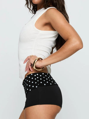 Polka Dots Turn Over Color-blocked Shorts