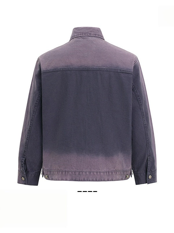 Washing Gradient Large Pockets Loose Vintage Work Jacket
