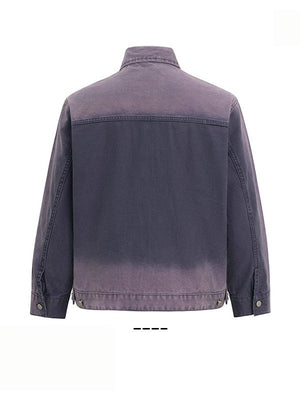 Washing Gradient Large Pockets Loose Vintage Work Jacket
