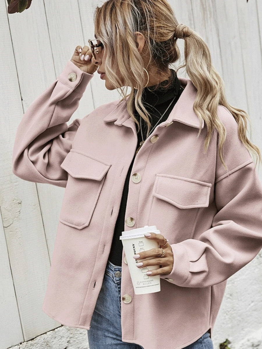 Loose-fitting Lapel Single Row Thickened Imitation Wool Daily Workplace Casual Jacket