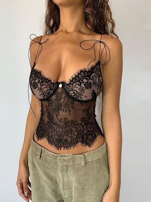 【SHIP AS USUAL】Deep V Perspective Lace Camisoles