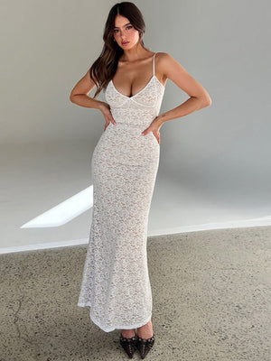 Sexy Lace Halter-neck Low-cut Bodycon Dress