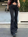 Stripes Contrasting Colors Low-rise Bell-bottoms Jeans
