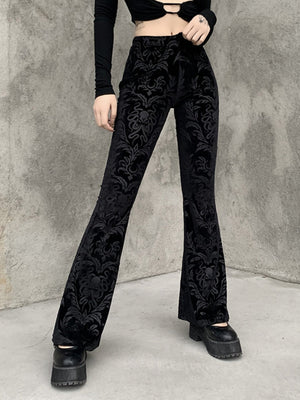 Y2K Embossed Velvet High-waisted Flared Pants Slimming Pants