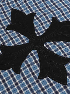 Liber Autumn Neutral wear Appliqué embroidery Plaid Shirts
