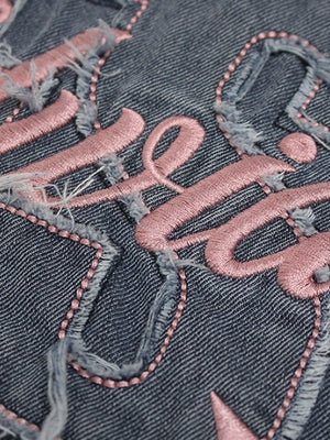 Patches Embroidery Gradient Personality Denim T-shirt