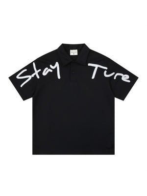 Letter Embroidery Ins Loose-fit POLO Shirt