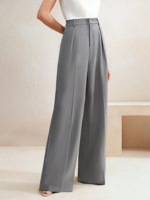 Slimming And Casual Drape Loose High Waist Straight Wide Leg Pants