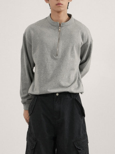 Retro Loose-fit Boxy Half Zipper Sweatshirts&Hoodies