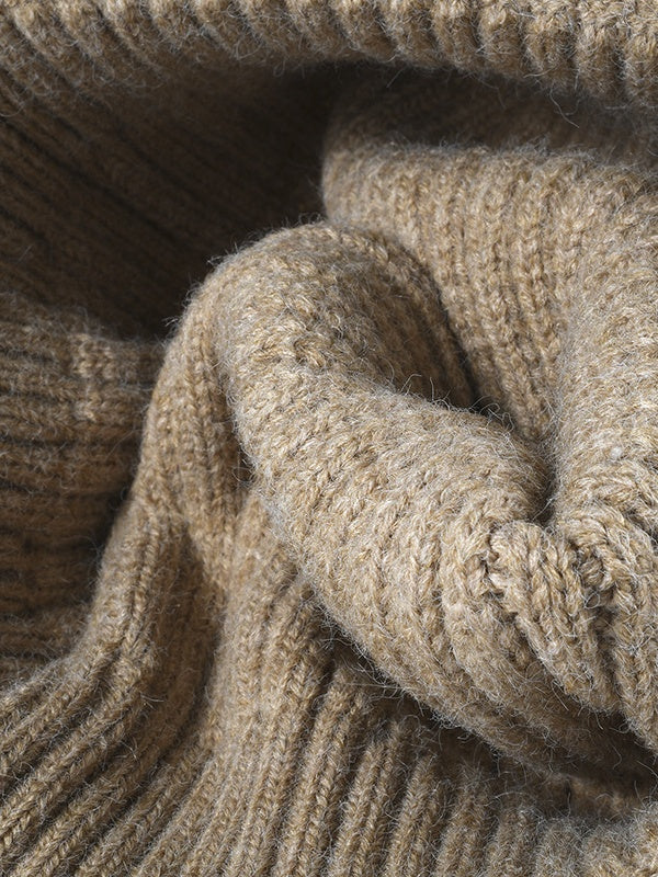 Color-Block Cuffed Beanie, Thick Knit Winter Hat, Warm Fleece-Lined, One Size