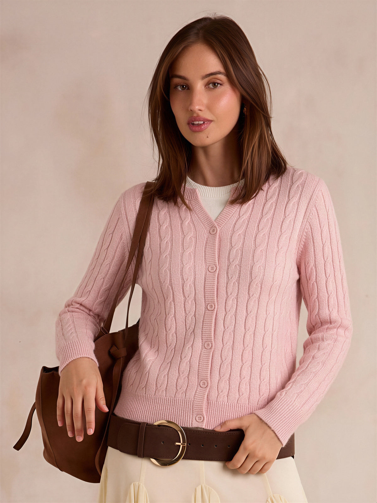 Wool Cable Knit V Fake Two-piece Pullover Sweater