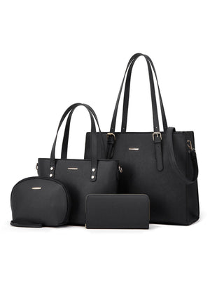 4-piece Crocodile-embossed Tote Bag Set