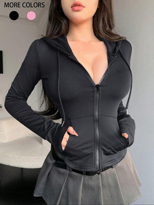 Zippered Short Fit Hooded T-shirts