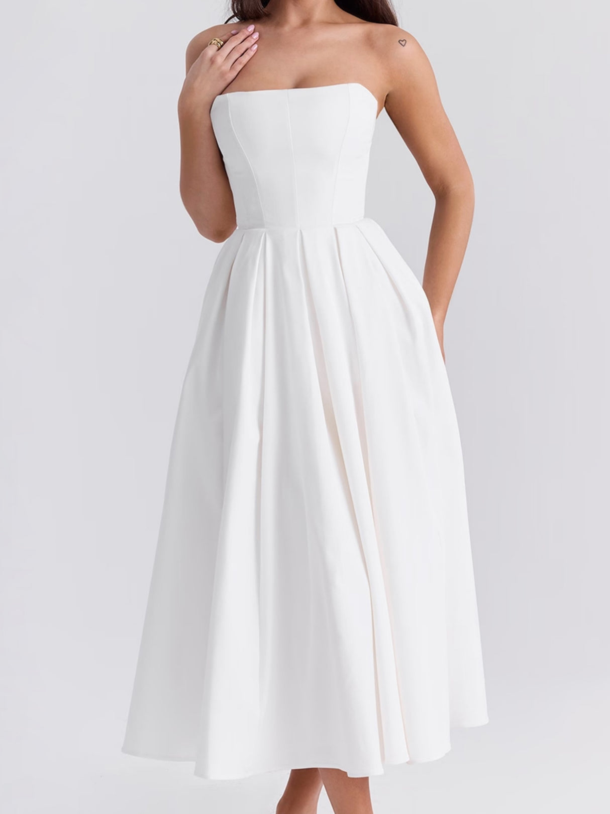 Fish Bones Ribu Strapless Backless Sweet Maxi Dresses